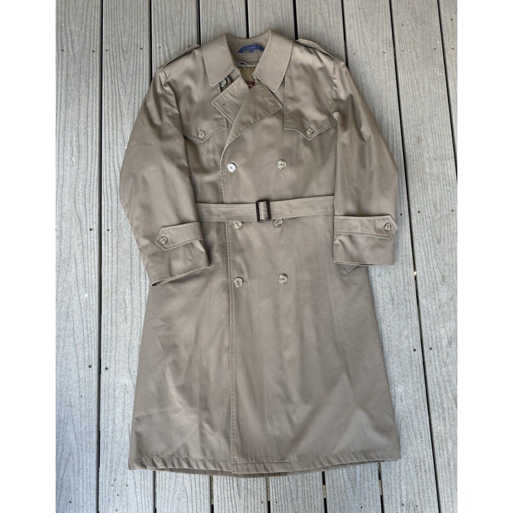 VTG Chaps by Ralph Lauren Khaki Green Trench Coat Men’s 40R Removable Wool Liner